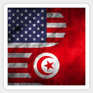 USA and Tunisia Dual Flag Yin Yang Combination Sticker